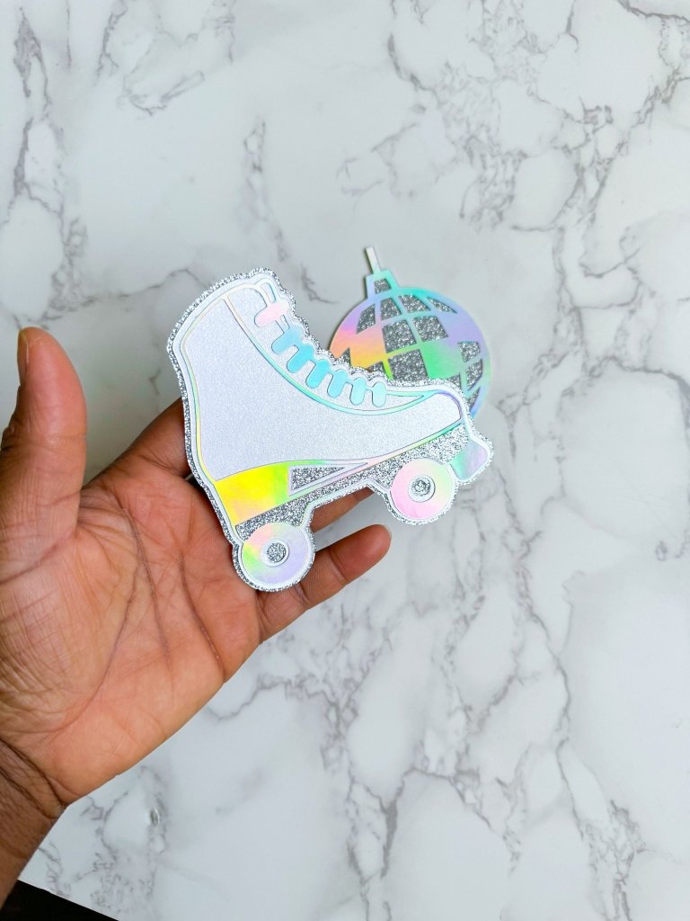 Disco Ball Roller Skate Birthday Cake Topper Charm - Demi's Krafts