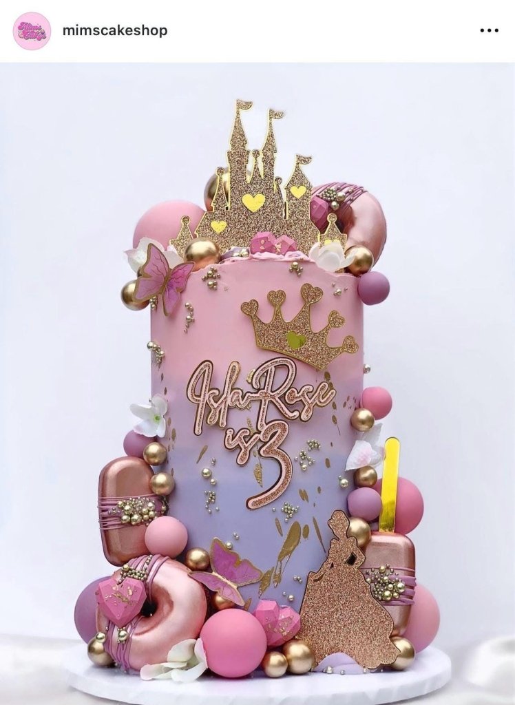 Gold Princess Cake Topper Set: Castle, Princess, Crown - Demi's Krafts