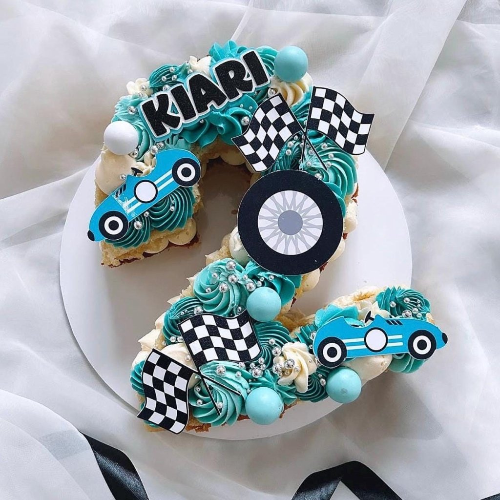 Racing cupcake cake topper Set: Fast One, Two Fast, Cars - Demi's Krafts