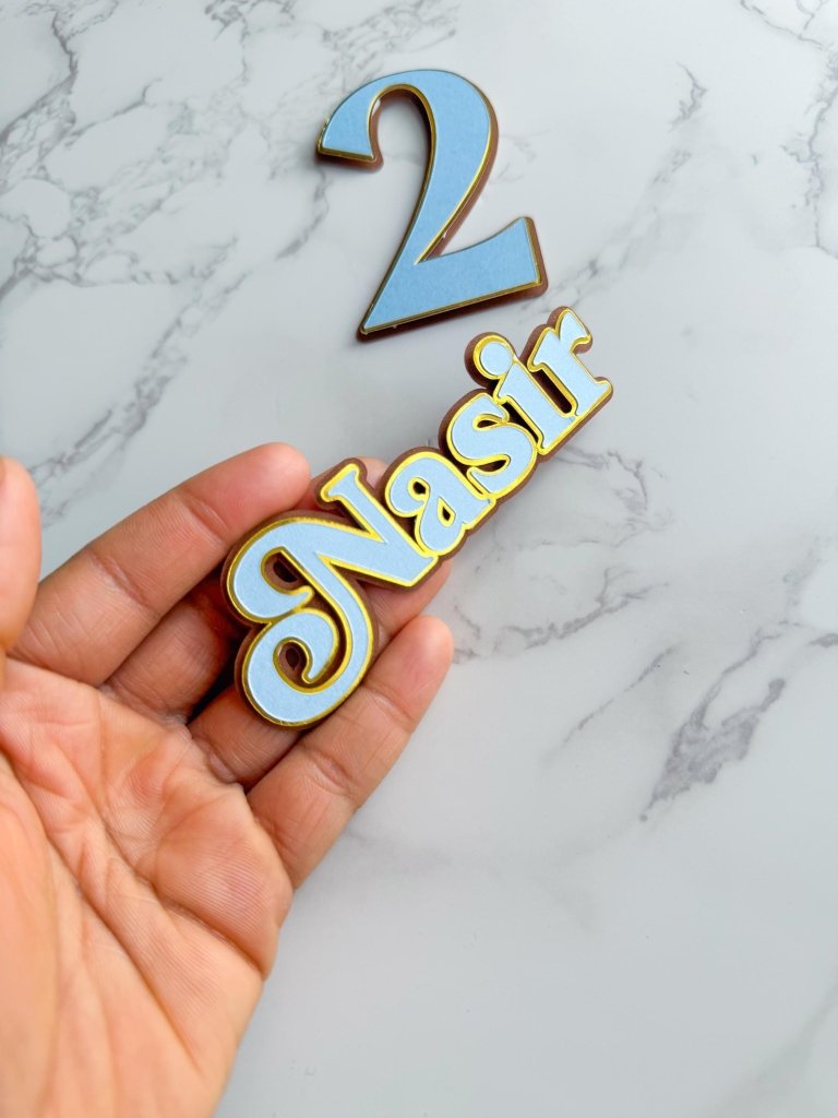 Layered Bold font Name & Age Cake Topper - Demi's Krafts