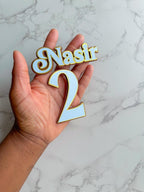 Layered Bold font Name & Age Cake Topper - Demi's Krafts