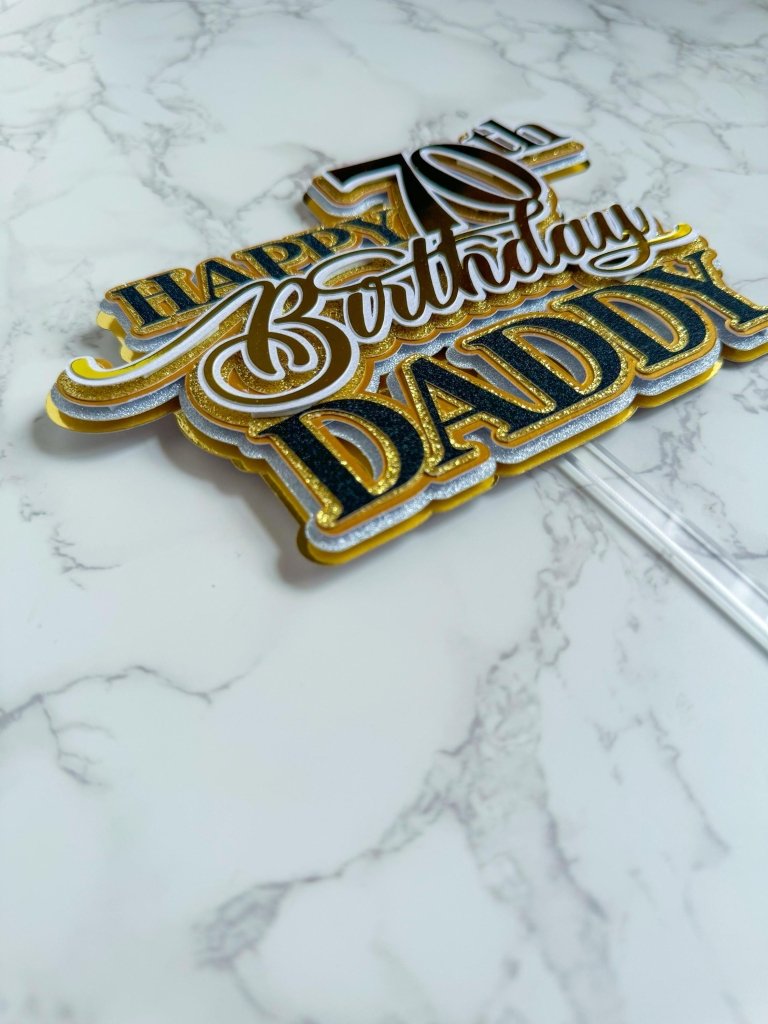 Happy 70th Birthday Cake Topper : Milestone cake topper - Demi's Krafts