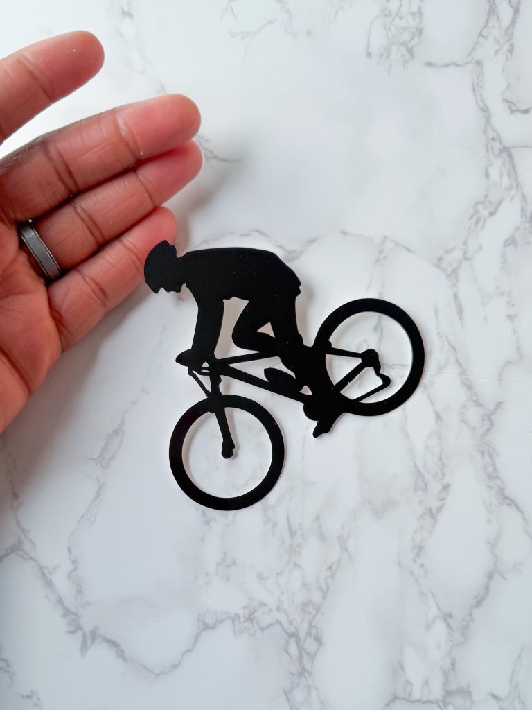 Mountain Biking Cake Toppers: Black Cycling Charms - Demi's Krafts