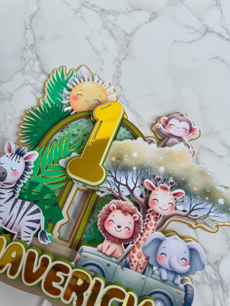 Safari Jungle Birthday Cake Topper - Demi's Krafts