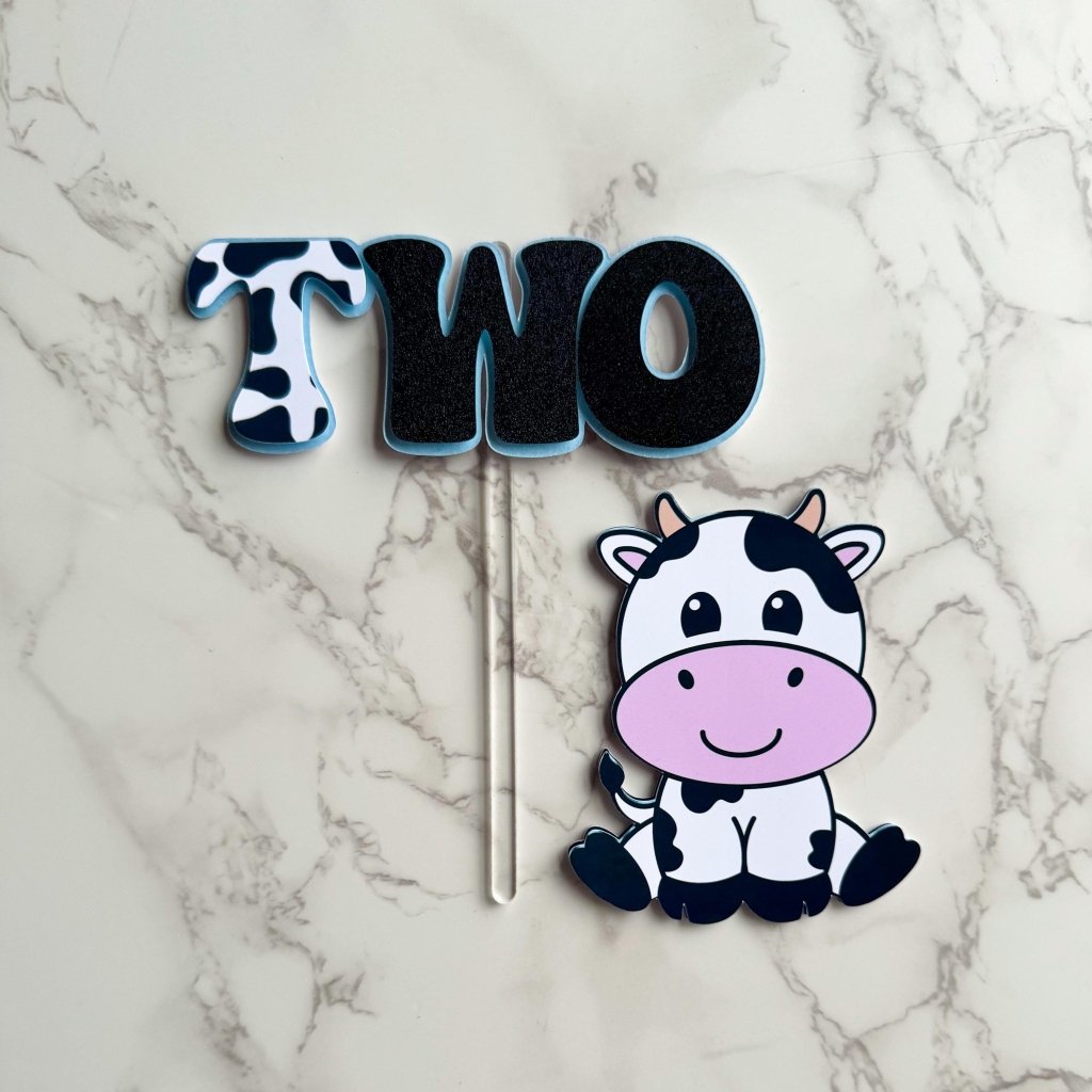 Cow Themed Birthday Cake Topper: Farm Theme Party Decor - Demi's Krafts