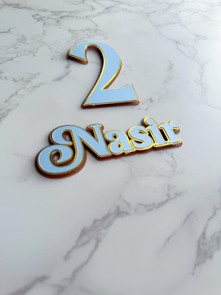 Layered Bold font Name & Age Cake Topper - Demi's Krafts