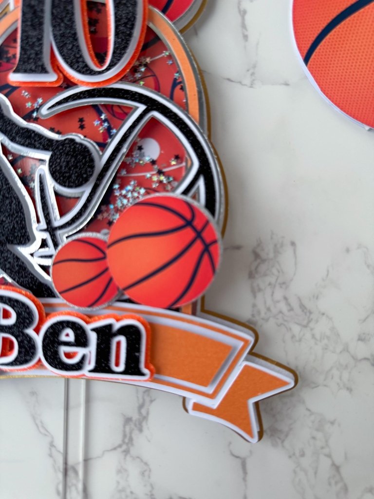 Basketball birthday cake topper : Luxe Topper - Demi's Krafts