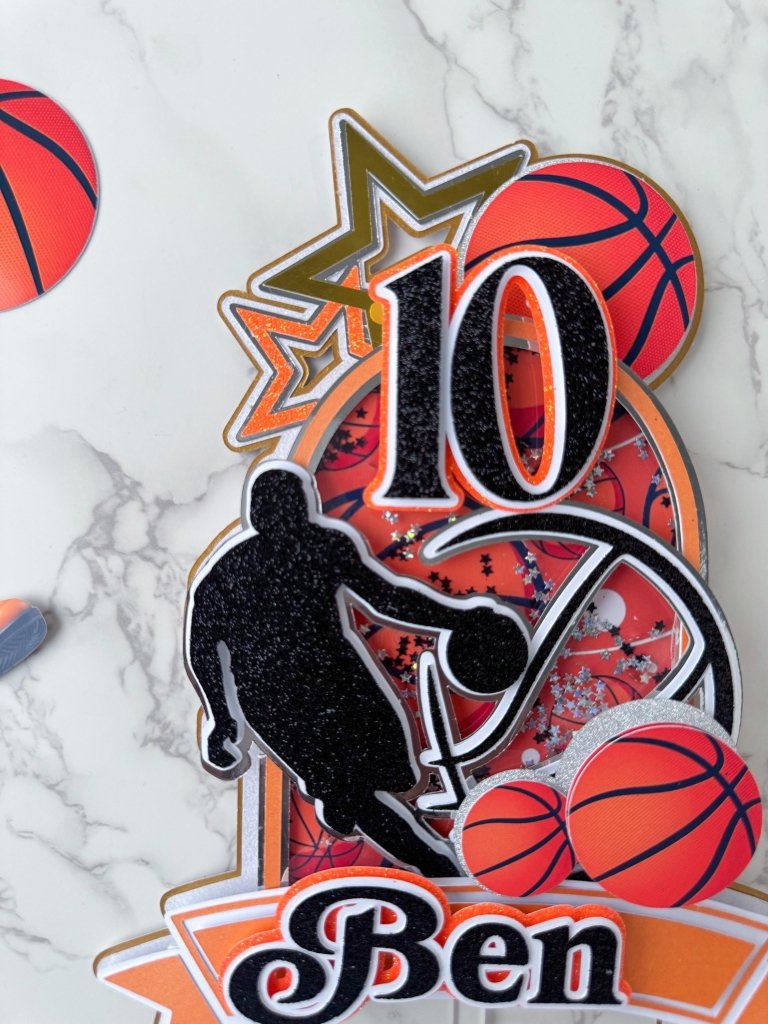 Basketball birthday cake topper : Luxe Topper - Demi's Krafts