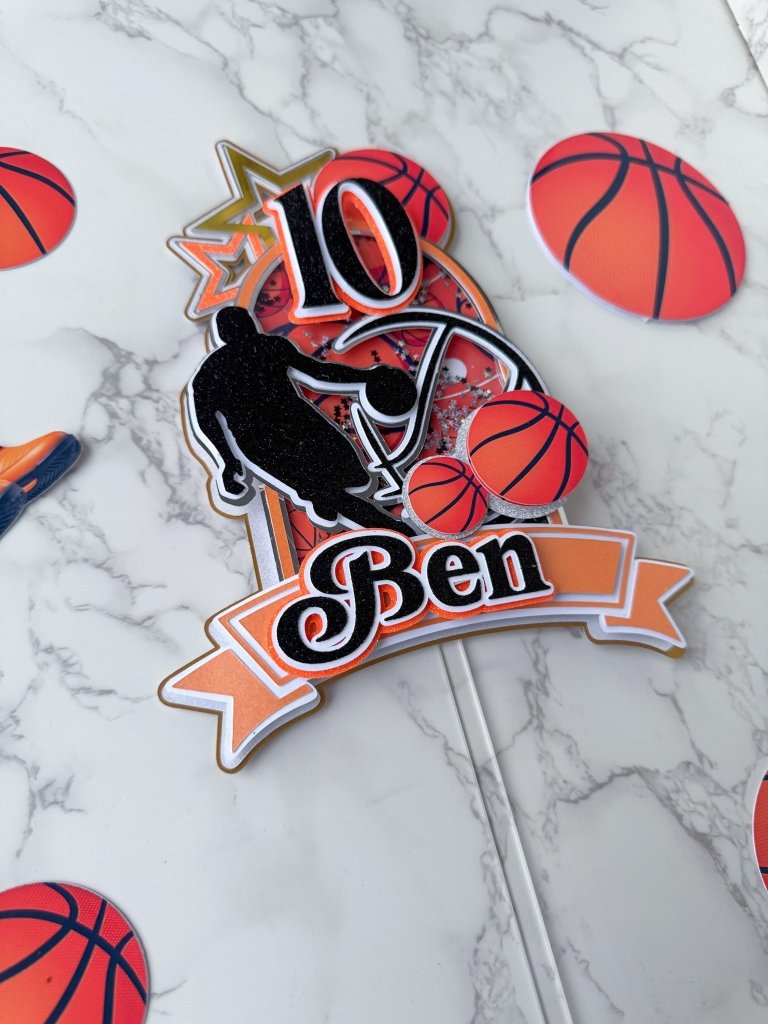 Basketball birthday cake topper : Luxe Topper - Demi's Krafts