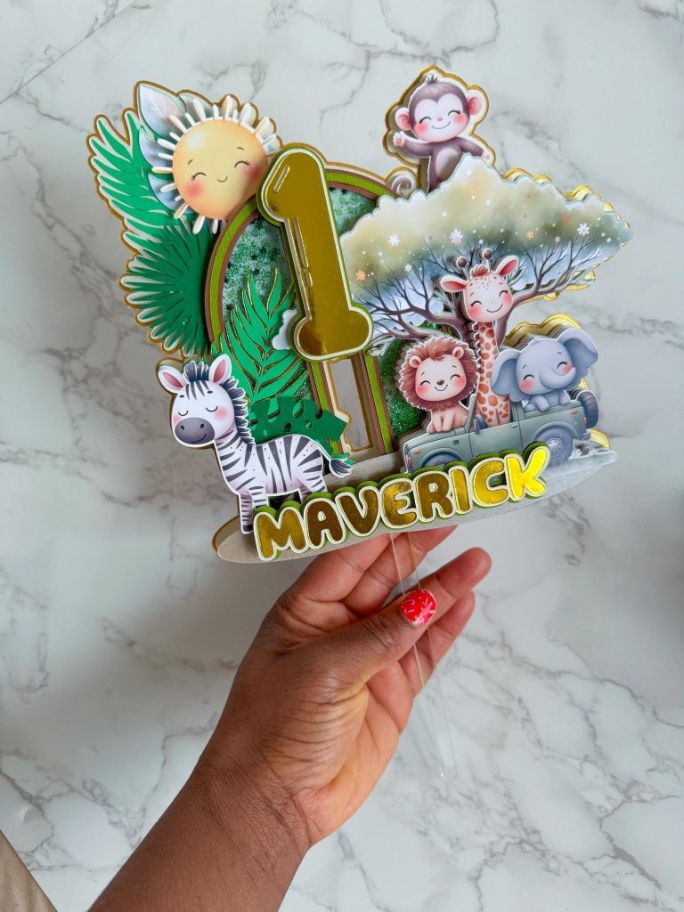 Safari Jungle Birthday Cake Topper - Demi's Krafts
