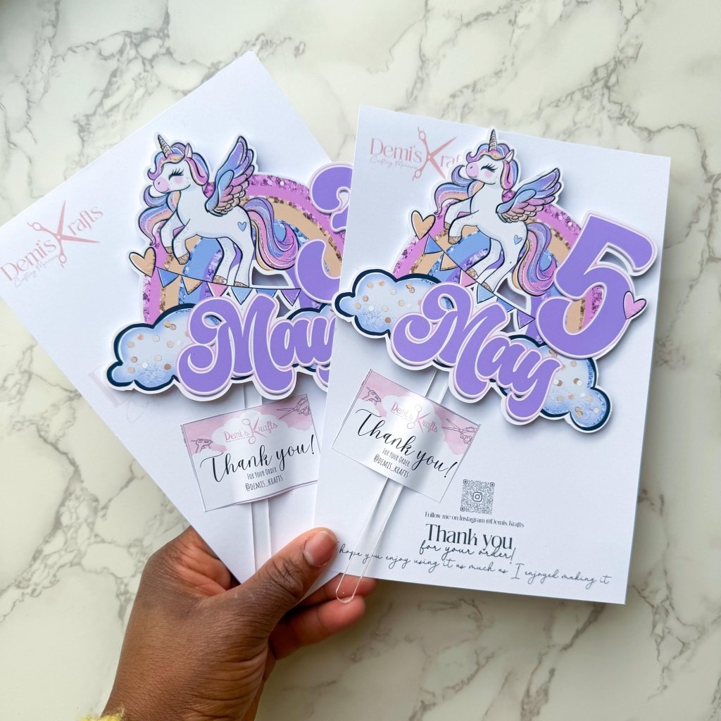 Unicorn Cake Topper and Cupcake Toppers - Demi's Krafts