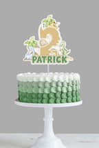 Dinosaur Birthday Cake Topper: Dino Party Decor, Personalized Name - Demi's Krafts