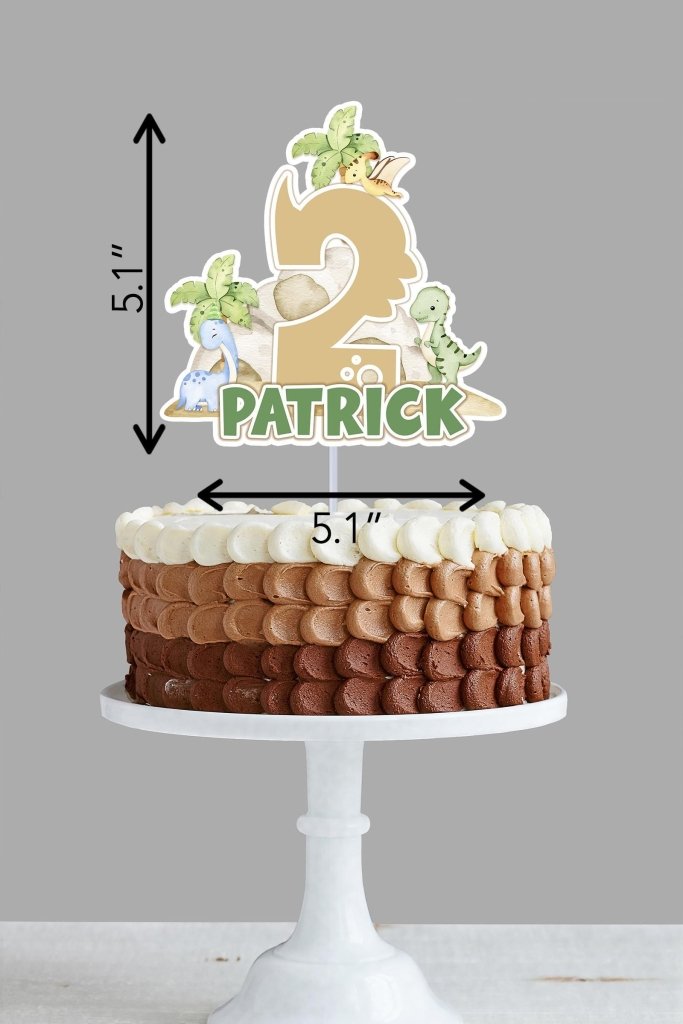 Dinosaur Birthday Cake Topper: Dino Party Decor, Personalized Name - Demi's Krafts