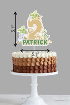 Dinosaur Birthday Cake Topper: Dino Party Decor, Personalized Name - Demi's Krafts