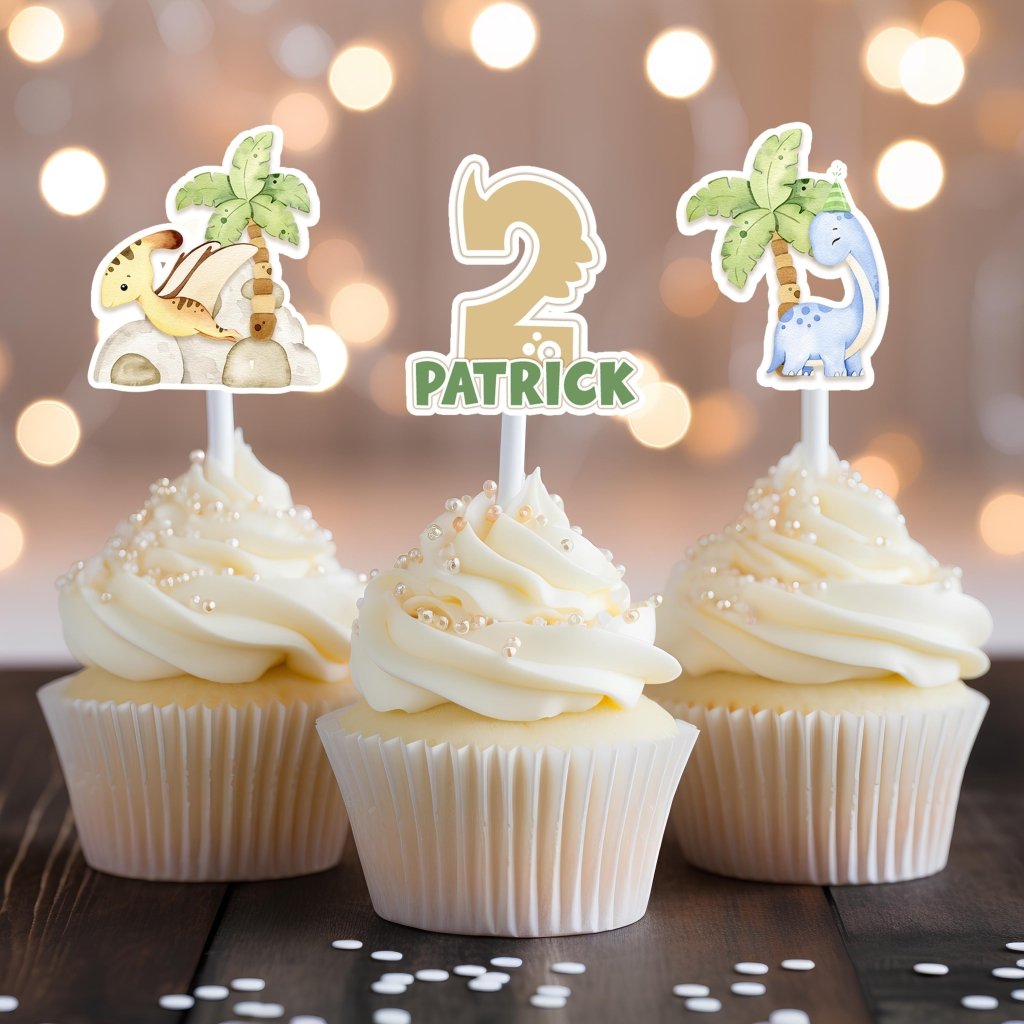 Dinosaur Birthday Cake Topper: Dino Party Decor, Personalized Name - Demi's Krafts
