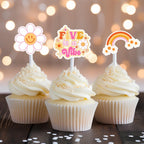 Groovy Five Cake Topper: Pastel Birthday Party Decoration - Demi's Krafts