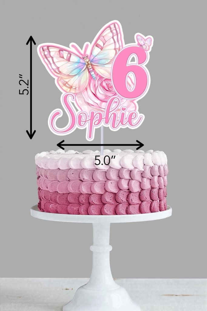 Pastel Butterfly Cake Topper & Cupcake Toppers Bundle - Demi's Krafts