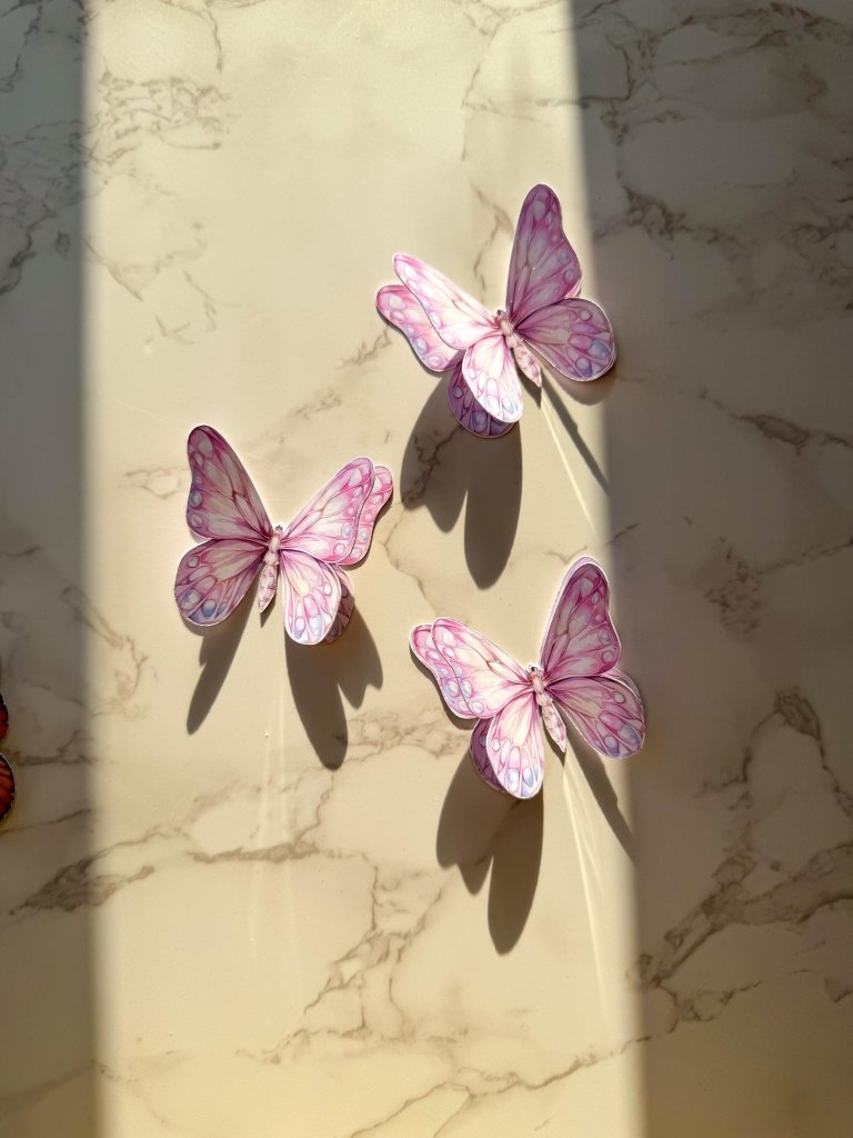 3D pastel butterflies cake toppers cupcake topper charms - Demi's Krafts