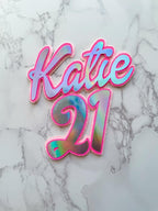 Pink Groovy Font Birthday Cake Topper - Demi's Krafts