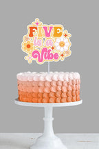 Groovy Five Cake Topper: Pastel Birthday Party Decoration - Demi's Krafts
