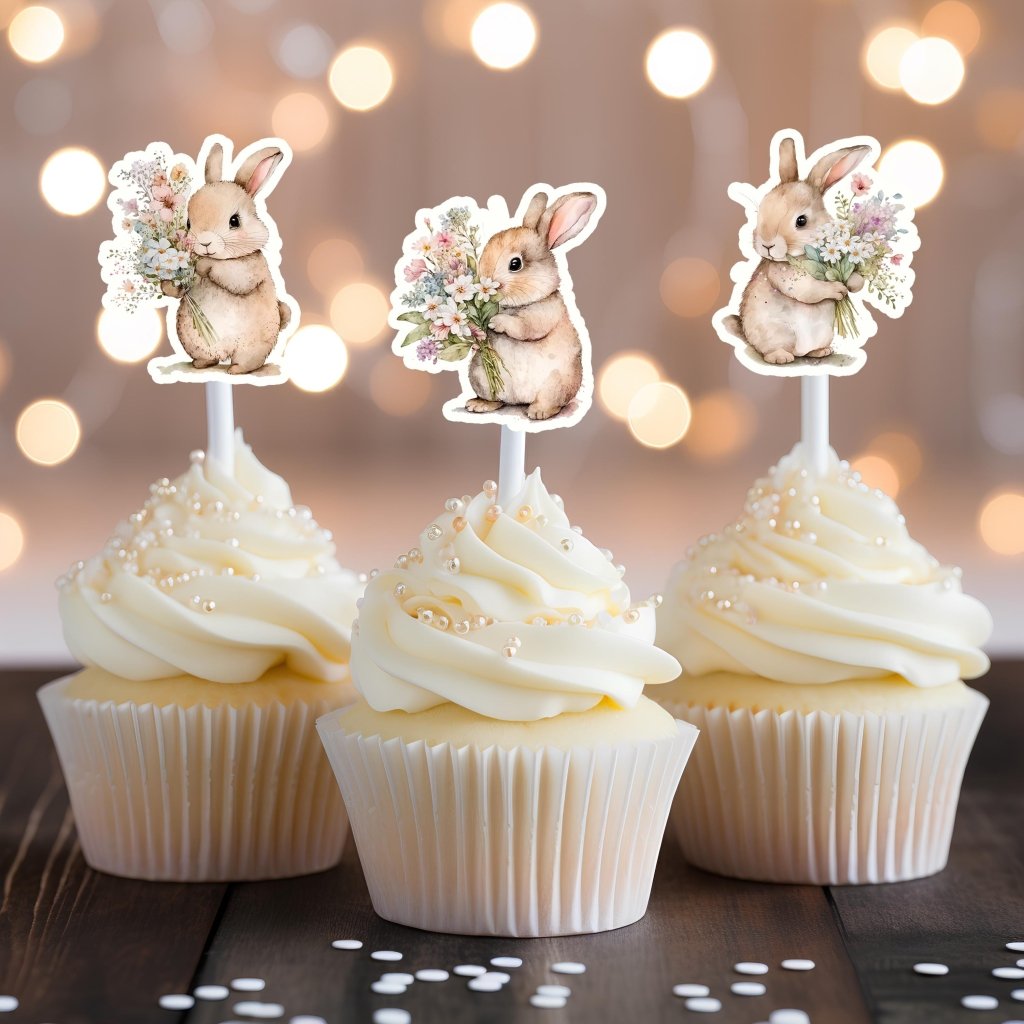 Bunny Rabbit Birthday Cupcake Toppers : Easter Celebrations - Demi's Krafts