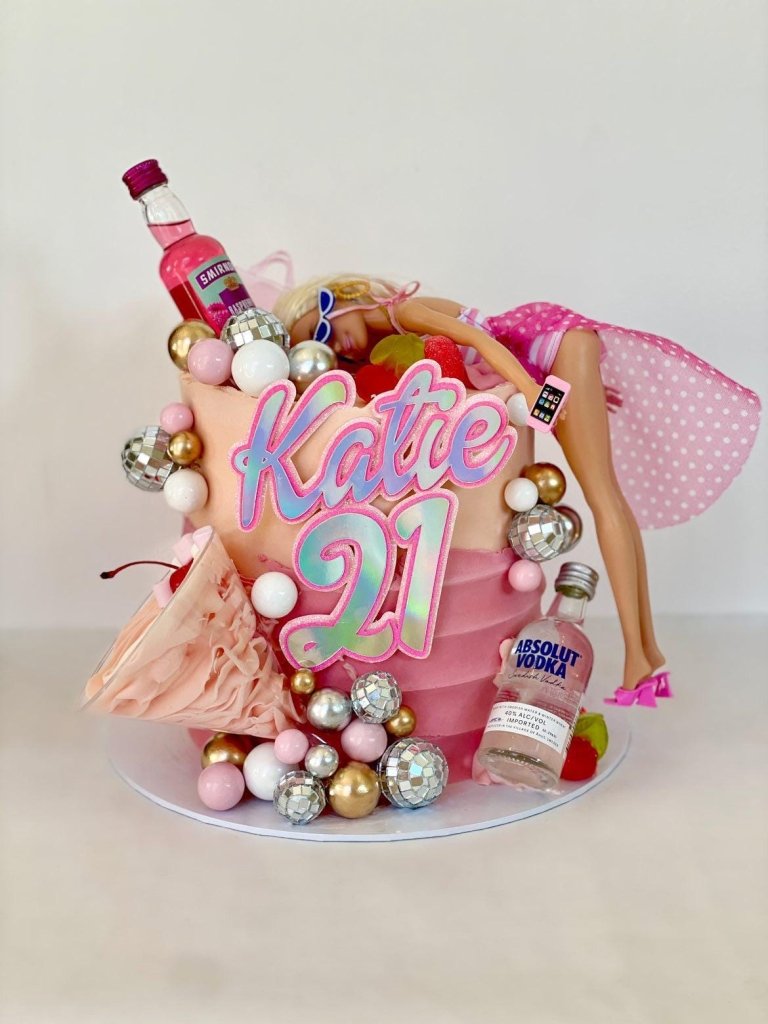 Pink Groovy Font Birthday Cake Topper - Demi's Krafts