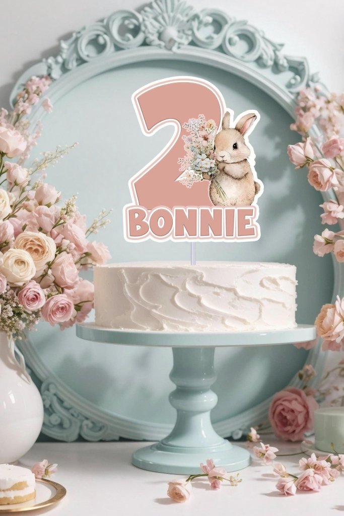 Bunny Rabbit Birthday Cake Topper and Cupcake Toppers: Somebunny Birthday - Demi's Krafts