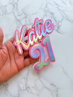 Pink Groovy Font Birthday Cake Topper - Demi's Krafts