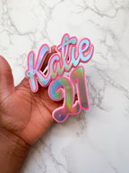 Pink Groovy Font Birthday Cake Topper - Demi's Krafts