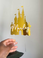 Gold Princess Castle Cake Topper with Custom Name - Demi's Krafts