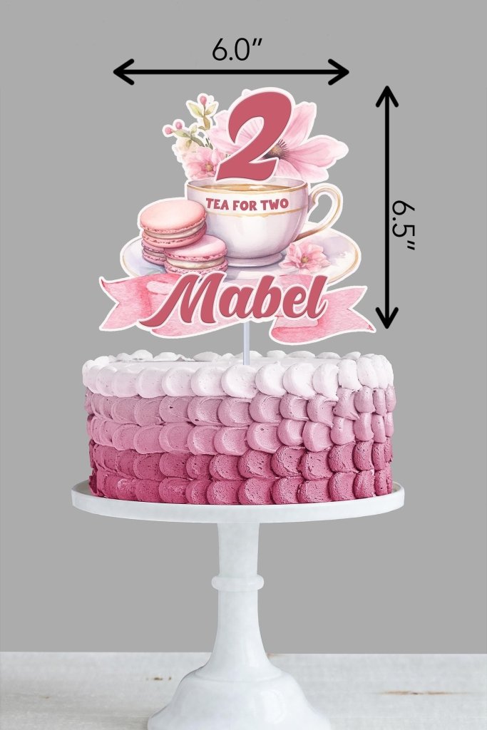 Tea for Two Birthday Cake Topper: Personalized Tea Party Decor - Demi's Krafts