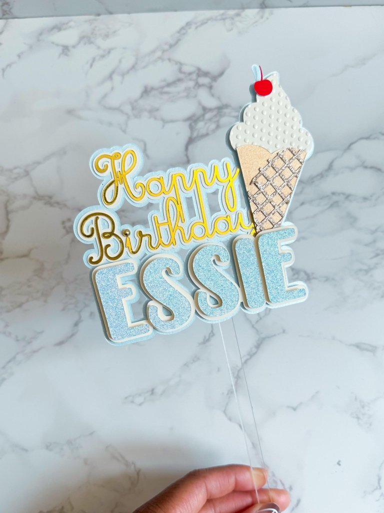 Ice Cream Happy Birthday Cake Topper - Demi's Krafts