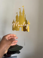 Gold Princess Castle Cake Topper with Custom Name - Demi's Krafts