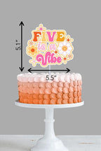 Groovy Five Cake Topper: Pastel Birthday Party Decoration - Demi's Krafts