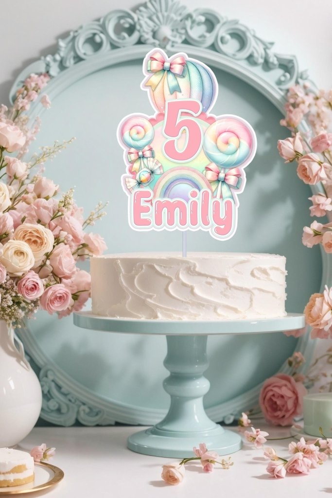 Candyland Birthday Cake Topper and cupcake toppers - Demi's Krafts