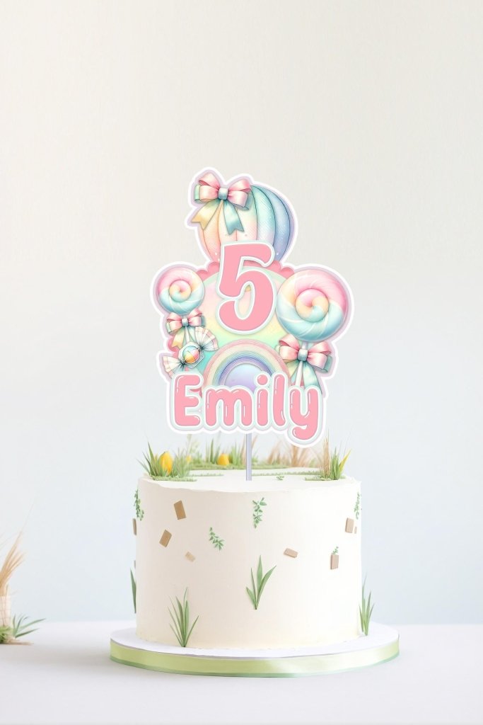 Sweet One Candyland Cake Topper: Birthday Cupcake Decorations - Demi's Krafts