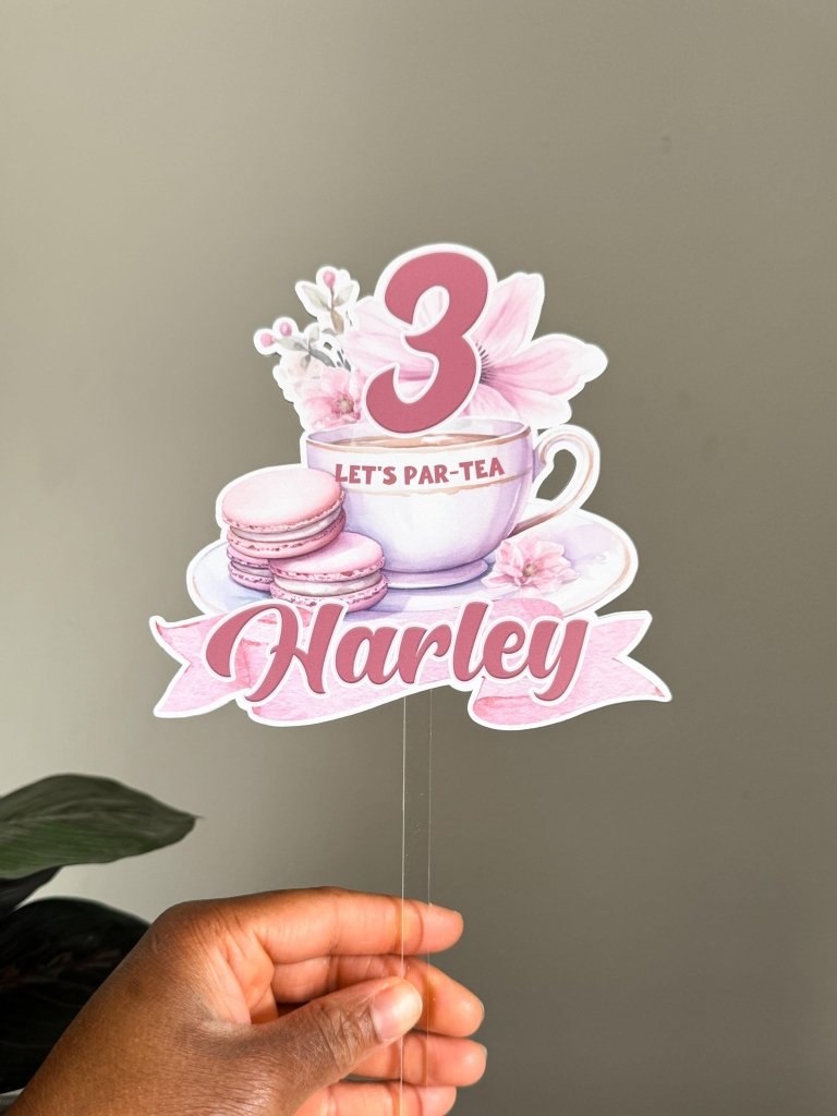 Tea for Two Birthday Cake Topper: Personalized Tea Party Decor - Demi's Krafts