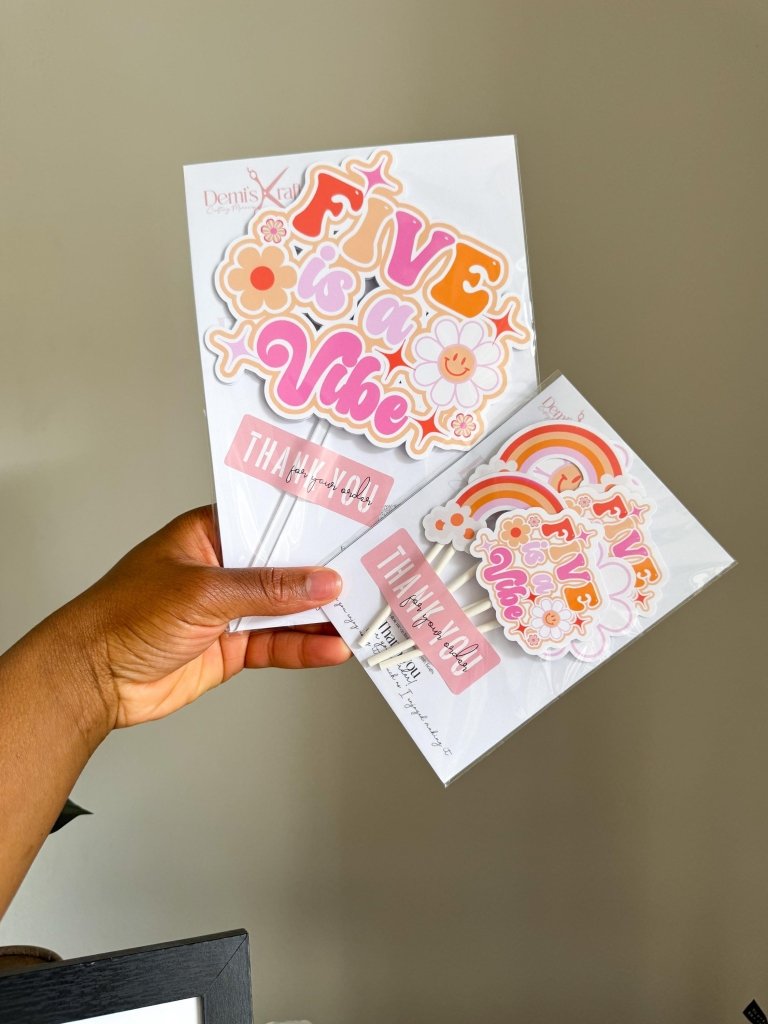 Five is a Vibe Cupcake Toppers - Demi's Krafts