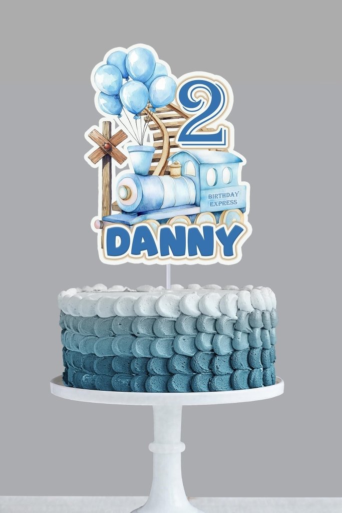 Train Birthday Cupcake Toppers: Blue Train Theme - Demi's Krafts