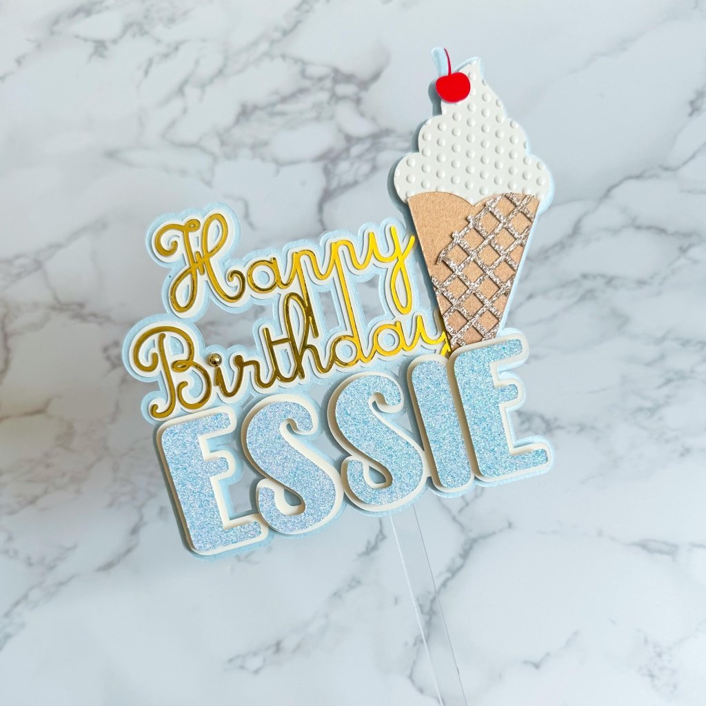 Ice Cream Happy Birthday Cake Topper - Demi's Krafts