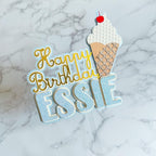 Ice Cream Happy Birthday Cake Topper - Demi's Krafts