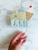 Ice Cream Happy Birthday Cake Topper - Demi's Krafts