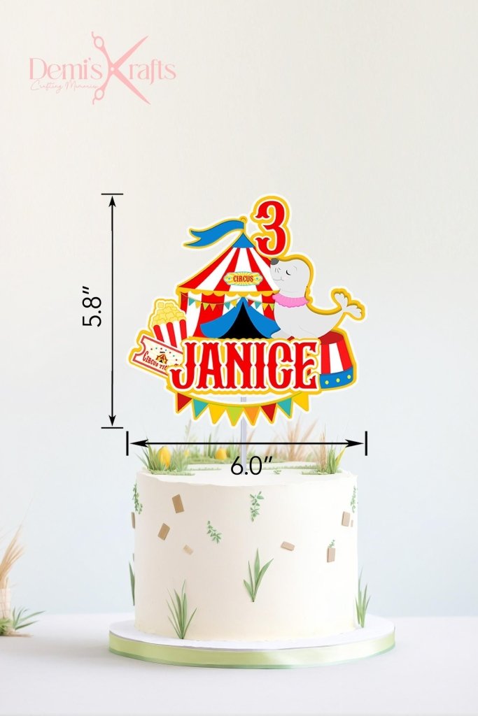 Circus themed Cake Topper and Cupcake Toppers - Demi's Krafts