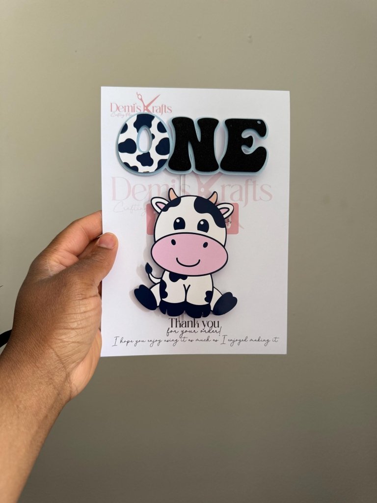 Cow Themed Birthday Cake Topper: Farm Theme Party Decor - Demi's Krafts