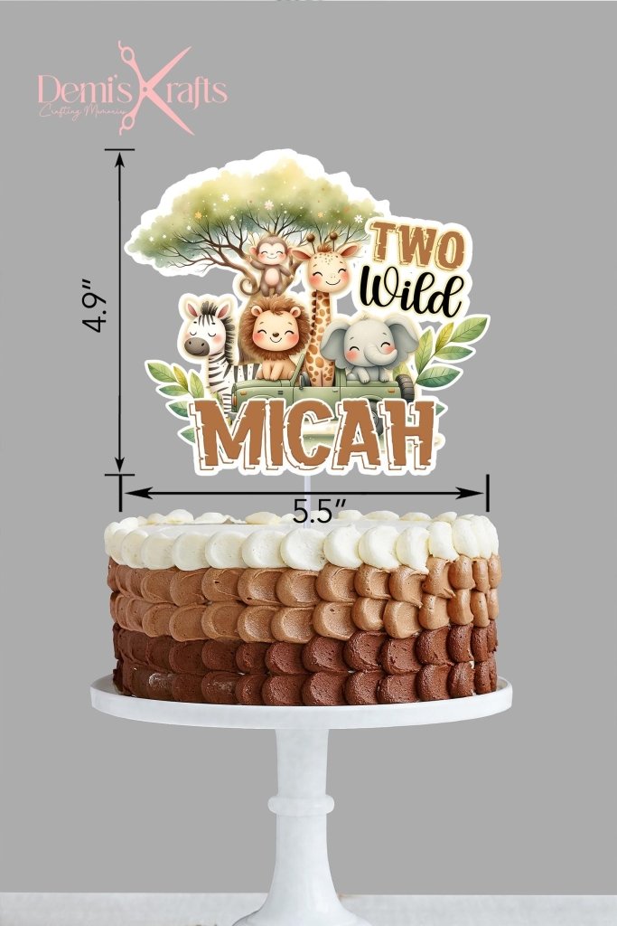 Two wild safari birthday cake topper and cupcake toppers - Demi's Krafts
