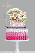 Two wild safari birthday cake topper and cupcake toppers - Demi's Krafts