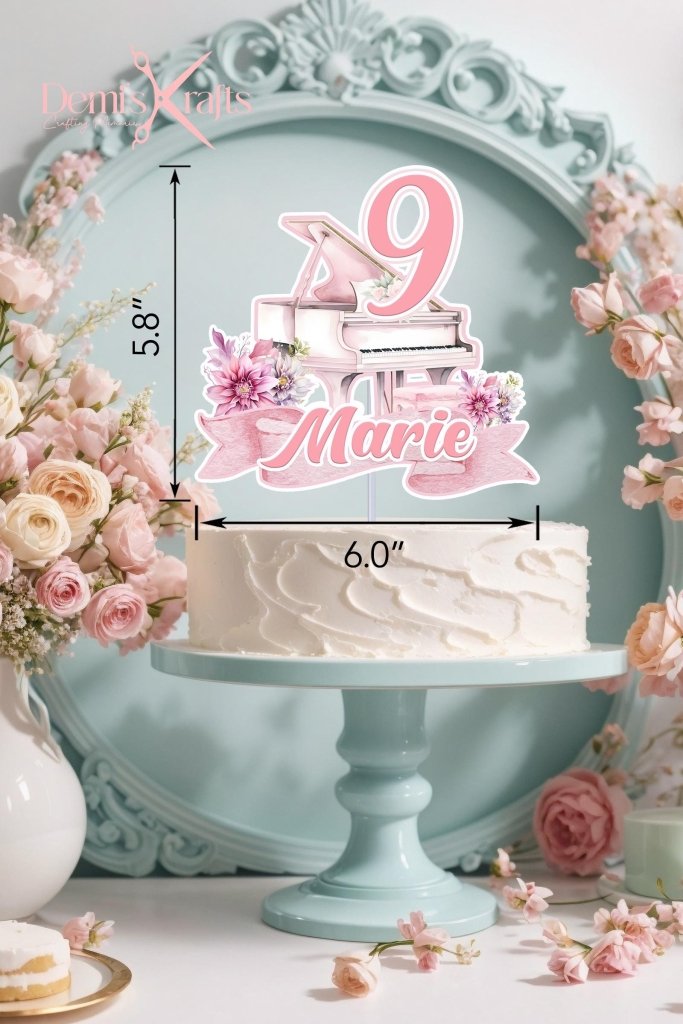 Pink Piano Birthday Cake Topper: Musical Celebration - Demi's Krafts