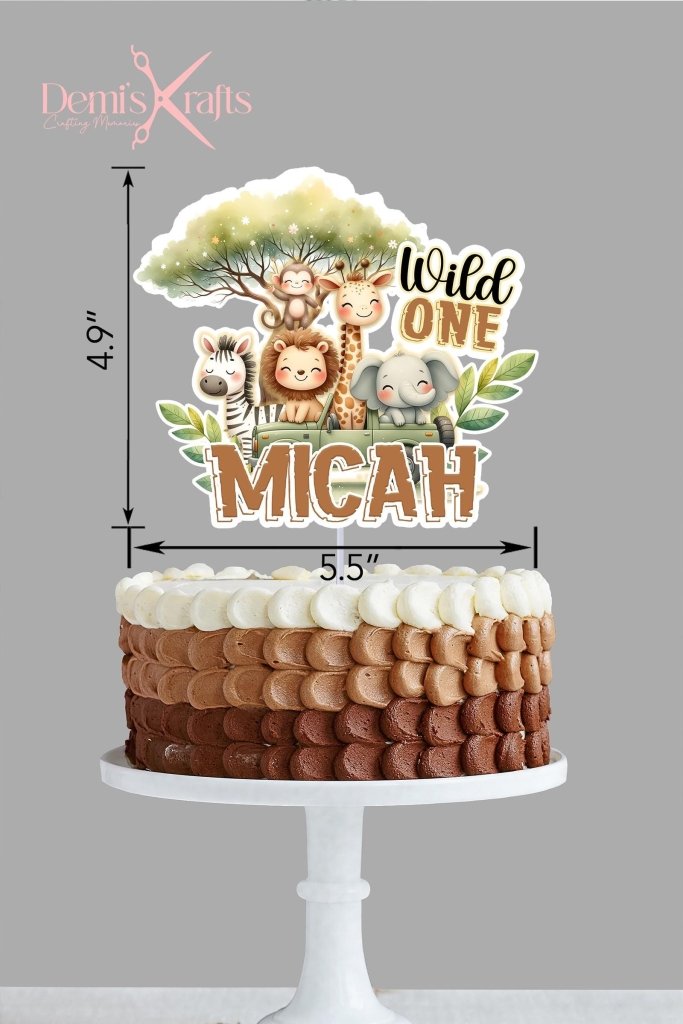 Wild one safari birthday cake topper and cupcake toppers - Demi's Krafts
