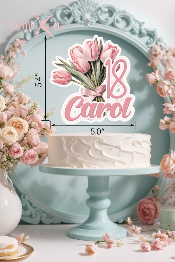 Floral Birthday Cake Topper: Birthday Party Decoration - Demi's Krafts