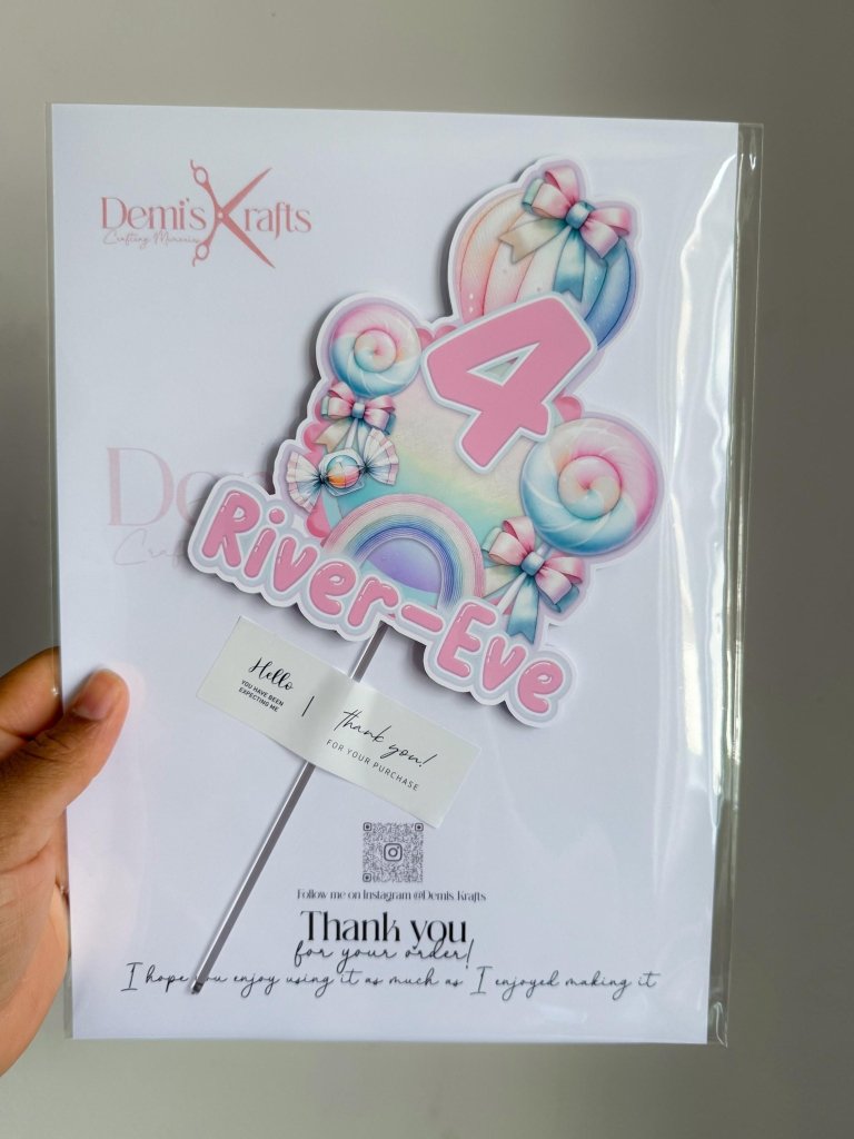 Candyland Birthday Cake Topper and cupcake toppers - Demi's Krafts